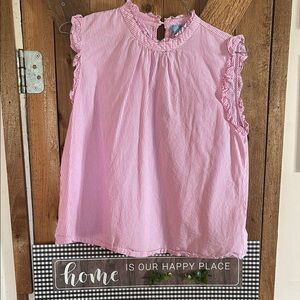 Pink Striped Sleeveless Blouse